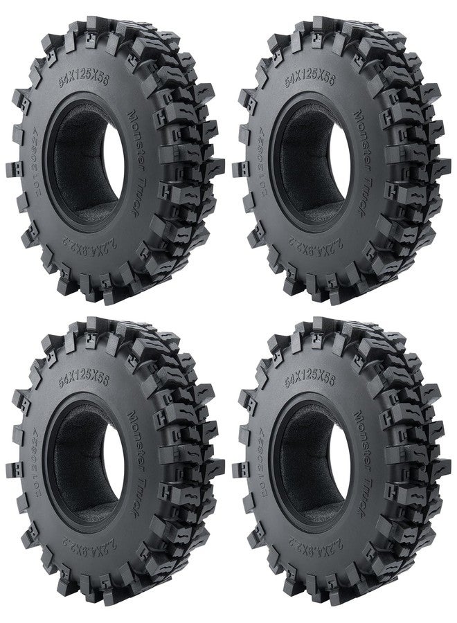 RCHUBAM 2.2" RC Crawler Tires 4Pcs Deep Claw Tread Mud Terrain Rubber Wheel Tires with Insert Foam 125 * 56mm for for 1/10 RC Crawler Wraith SCX10 AXI03004 Capra Axial SCX10 Upgrade Accessories - Image 1